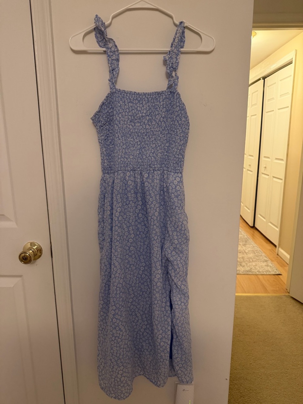 Abercrombie Light Blue Floral Maxi Dress with Ruffle Straps